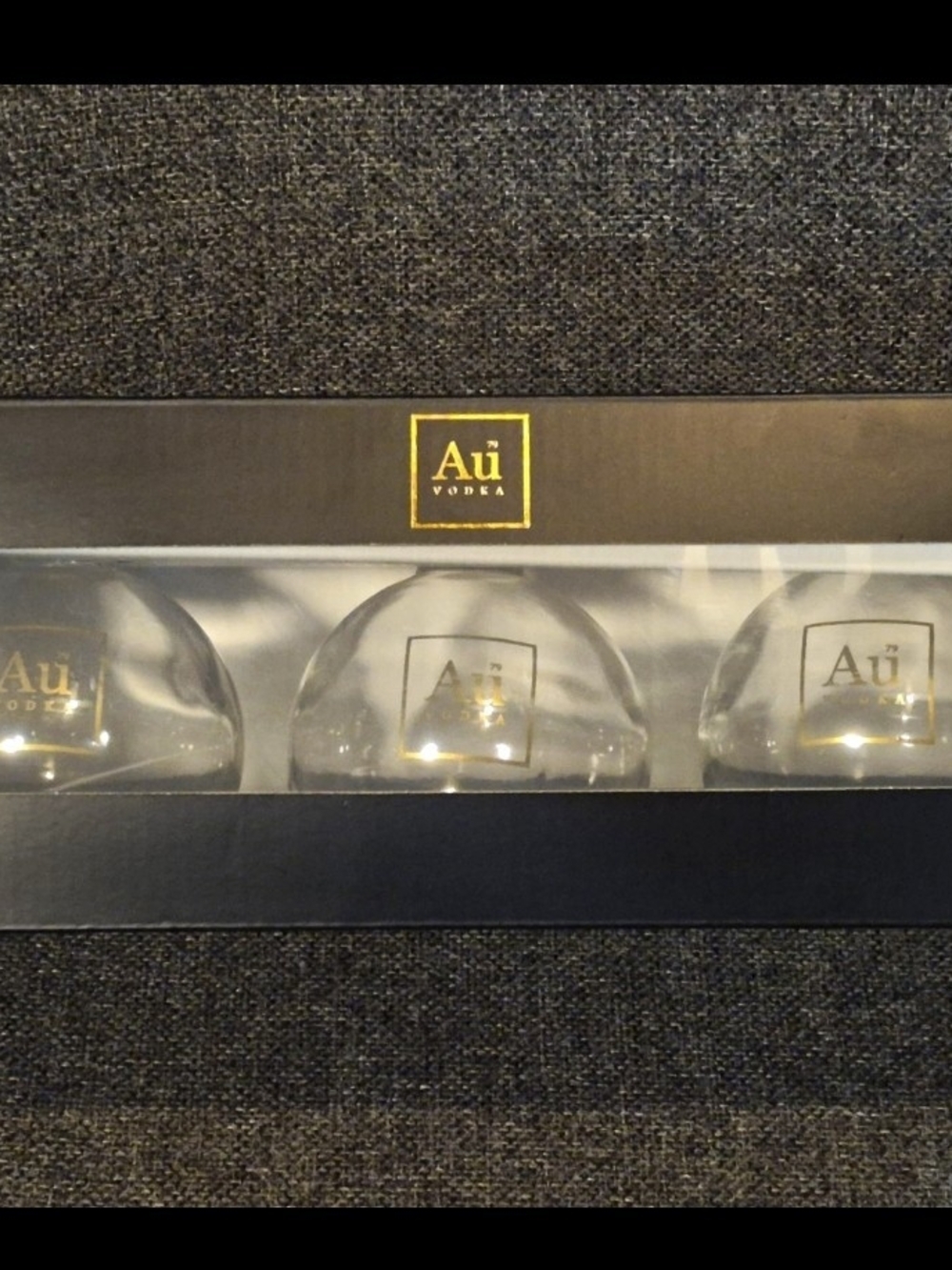 Au Vodka Clear Glass Tumbler Set of 3 Gold Logo 10 oz AU4102